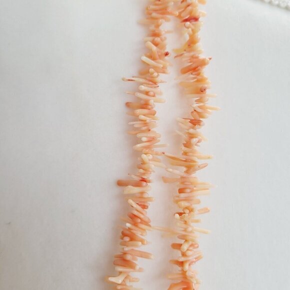 Infinity Angel Skin Coral Stick Branch Necklace Bead Strand 60" Salmon Color - Picture 5 of 5
